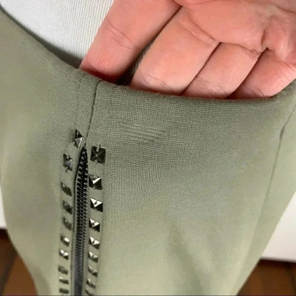 Carlisle womens skirt size 6 army green studded zippered pencil - Picture 7 of 12
